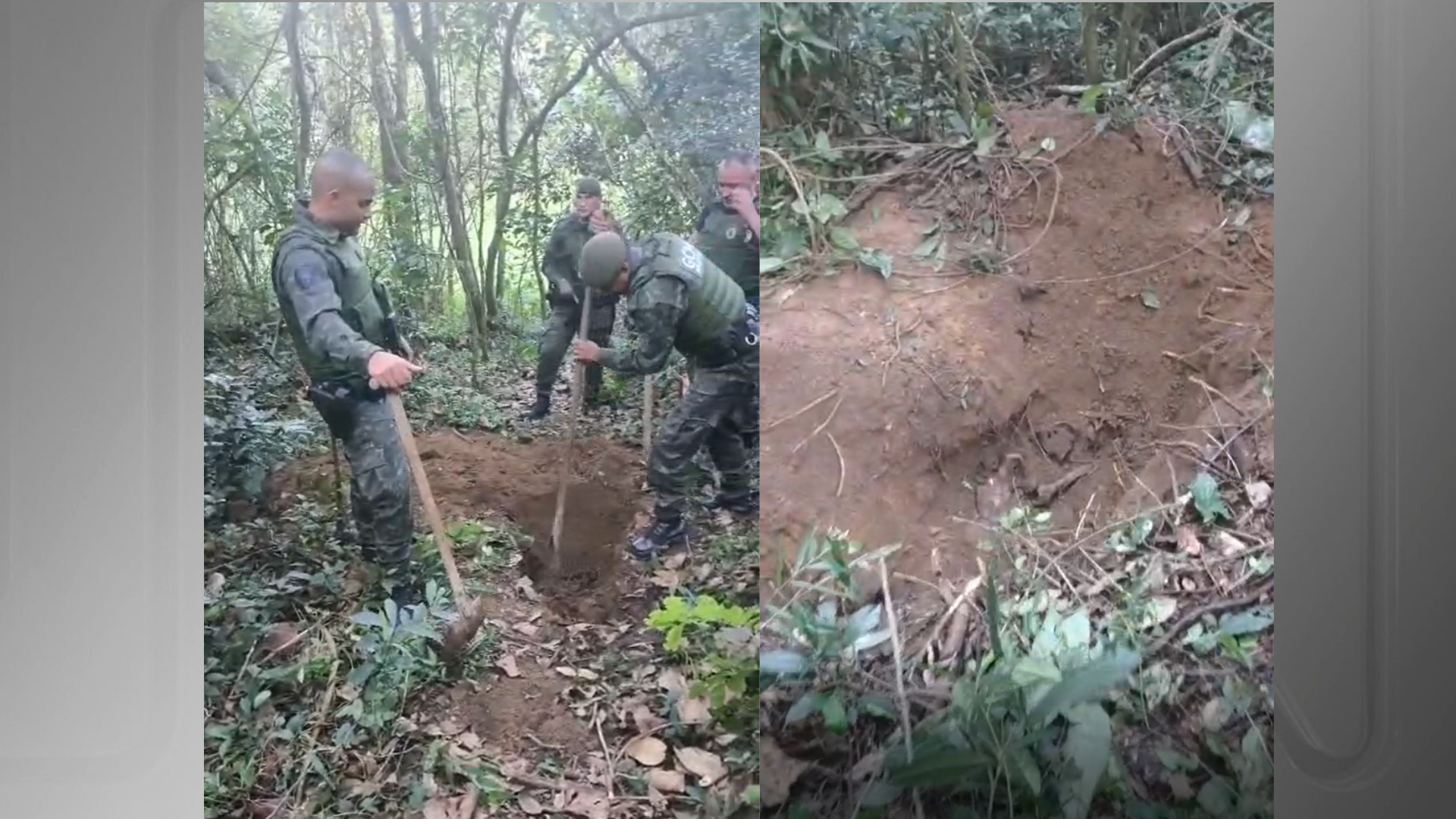 Imagem mostra agentes cavando cova em cemitério clandestino encontrado na zona sul de SP