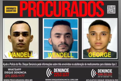 RJ: Disque Denúncia busca trio suspeito de fraudar Ozempic