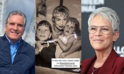 Filha de Roberto Justus revela foto do pai com Jamie Lee Curtis na infância