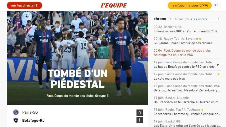 Mundial: jornal comete gafe e erra escudo do Botafogo após jogo contra PSG