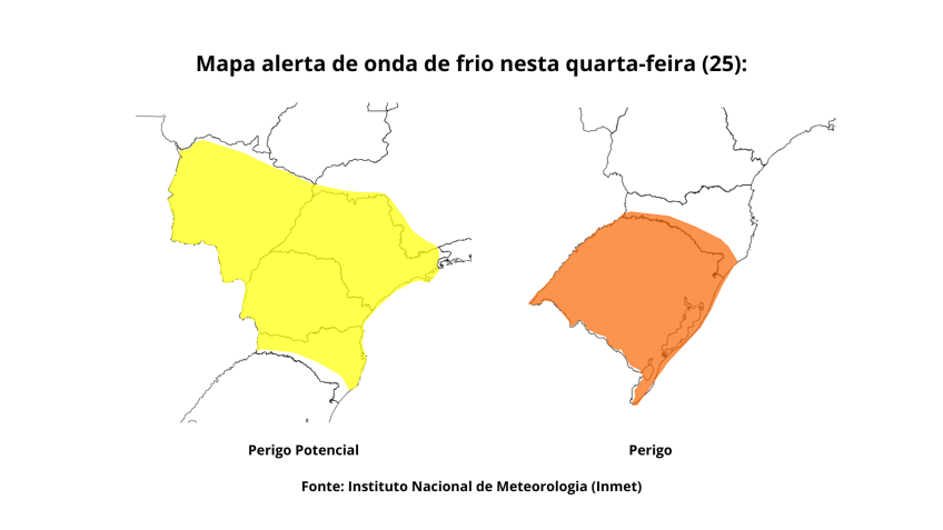Mapa alerta onda de frio • Crédito: Instituto Nacional de Meteorologia