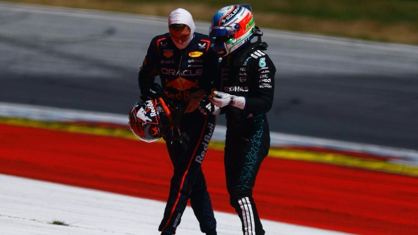 Verstappen e Antonelli após batida