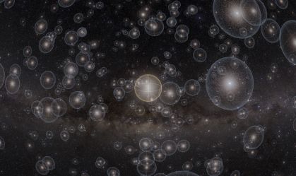 A Nuvem de Oort, uma extensão de corpos gelados nos confins do nosso sistema solar, é mostrada aqui em uma cena de "Encontros na Via Láctea", um show no Planetário Hayden da cidade de Nova York que gerou uma descoberta acidental sobre o formato da nuvem