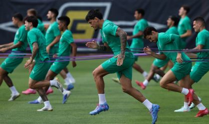 Jogadores do Palmeiras durante treino