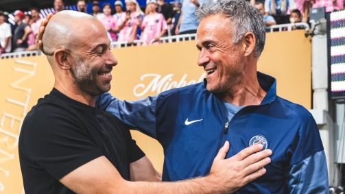 Mascherano e Luis Enrique antes da partida
