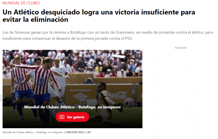 Sport, da Espanha, repercute eliminação do Atlético de Madrid • Sport
