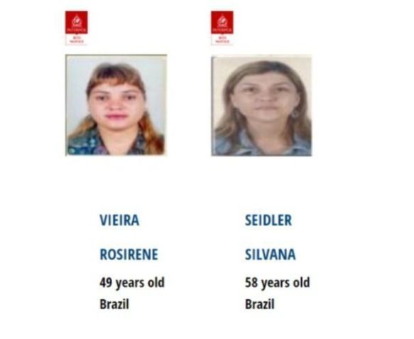Brasileiras na lista da Interpol • Reprodução