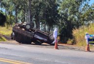 Caminhonete com abelhas vivas tomba e parte do enxame se solta em MG