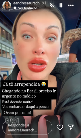 Story publicado por Andressa Urach no Instagram • Reprodução