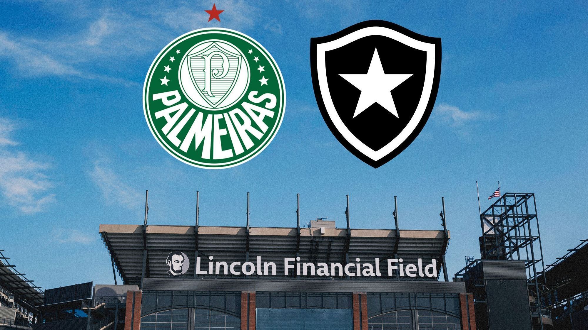 Arte com os escudos de Palmeiras e Botafogo