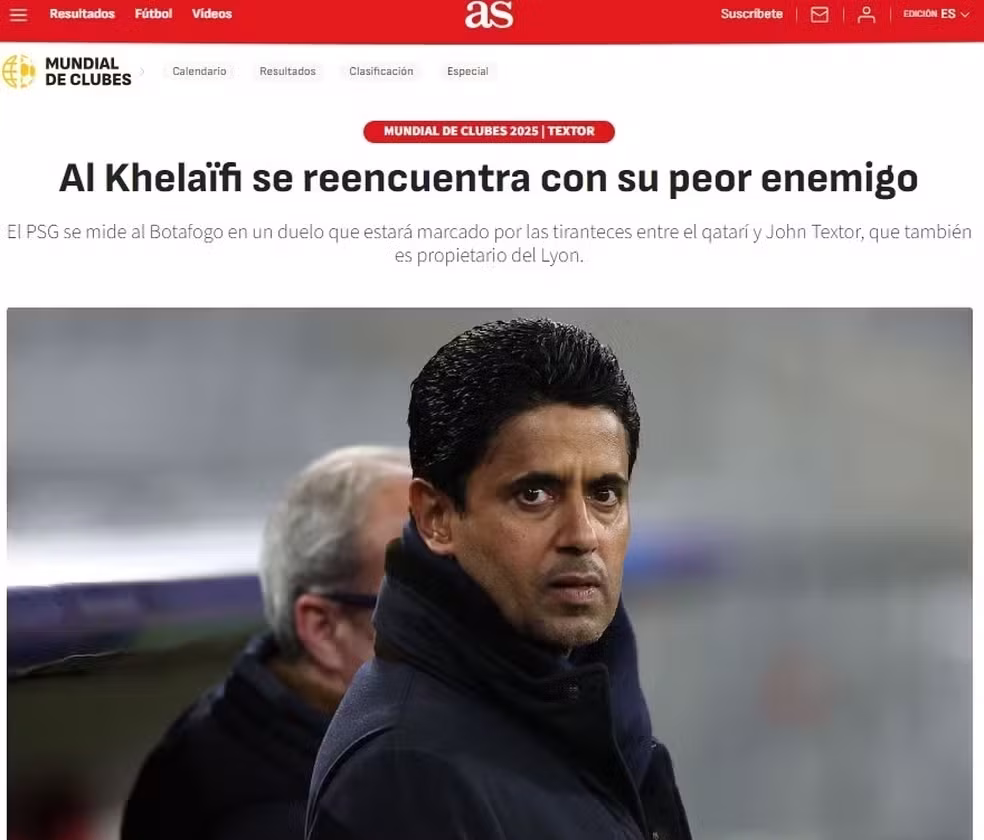 Khelaifi e Textor, donos de PSG e Botafogo, são desafetos • Reprodução