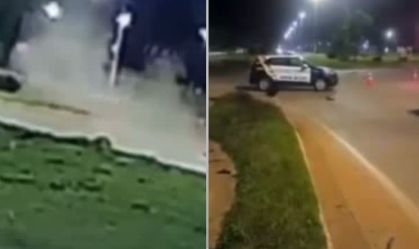 Vídeo: BMW “voa” em rotatória e capota várias vezes no Mato Grosso