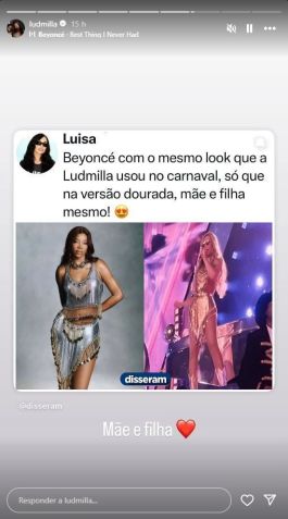 Beyoncé e Ludmilla com o mesmo traje • Instagram/Ludmilla