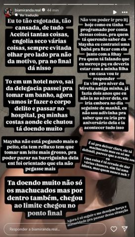 Bia Miranda revelou que recebeu chutes nas costas do influenciador conhecido como Gato Preto • Instagram/Bia Miranda