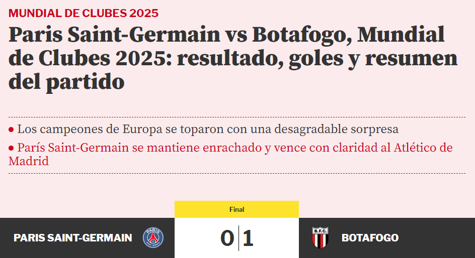Mundo Deportivo, da Espanha, confundiu o escudo do Botafogo