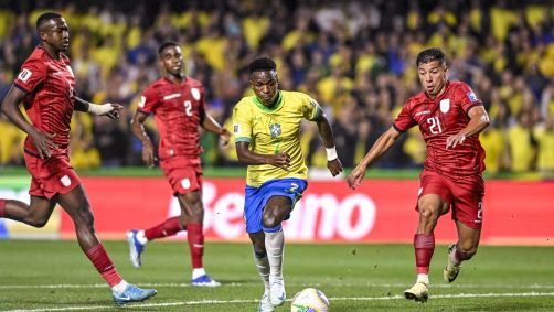 Vini Jr. em ação durante a última partida do Brasil contra o Equador, em 2024, durante a partida pelas Eliminatórias da Copa do Mundo