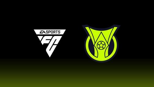 Arte com os logos do EA FC e do Campeonato Brasileiro