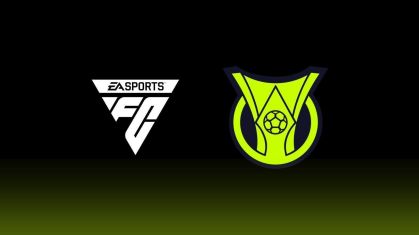 Arte com os logos do EA FC e do Campeonato Brasileiro