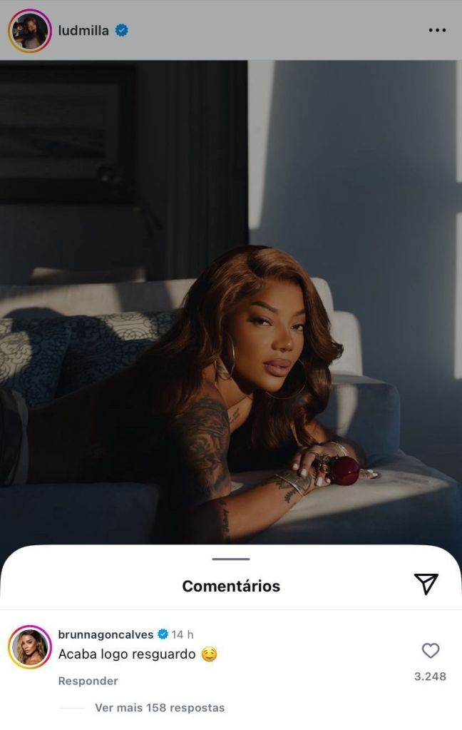 Ludmilla posa de topless e ganha declaração de Brunna