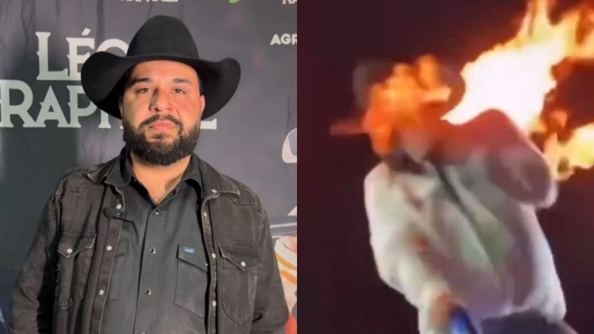 Cantor sertanejo Léo recebeu uma rajada de fogo no rosto durante show • Instagram/Léo e Raphael