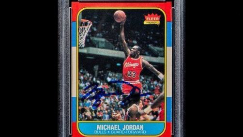 Card colecionável de Michael Jordan assinado pelo ex-jogador