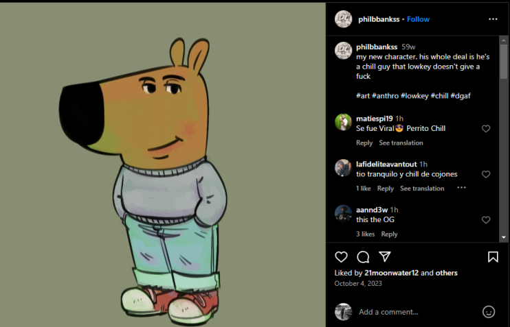 O meme "Chill Guy" • Reprodução/Instagram