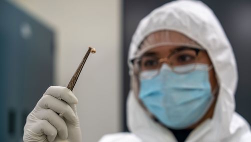 O coautor principal do estudo, Ravneet Sidhu, examina um dente humano no Centro de DNA Antigo da Universidade McMaster, em Hamilton, Ontário. A equipe coletou amostras de Yersinia pestis de restos mortais humanos