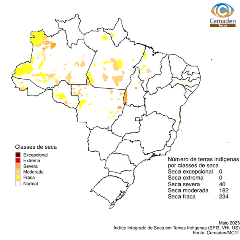 Impactos em terras indígenas • Reprodução/Cemaden