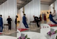 Vídeo: noivo desmaia durante casamento em Santa Catarina