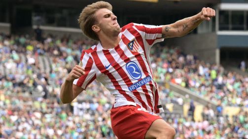 Pablo Barrios comemora gol do Atlético de Madrid sobre o Seattle Sounders