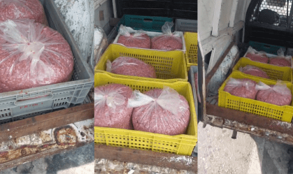 Carro atolado com 140 kg de carne moida estragada é apreendido em BH