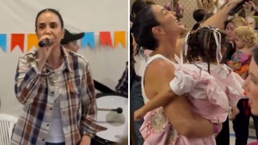 Ivete Sangalo canta em festa junina escolar