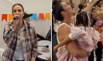 Ivete Sangalo canta em arraiá de escola de filha de Léo Santana