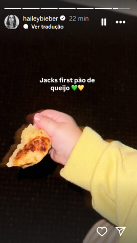 jack-bieber-pao-de-queijo Hailey mostra filho com Justin Bieber comendo prato típico brasileiro; veja
