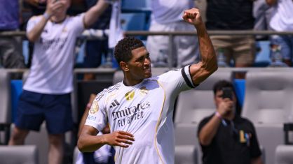 Jude Bellingham, do Real Madrid, celebra gol em partida contra o Pachuca