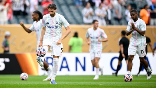 Juventus no aquecimento para enfrentar o Wydad Casablanca