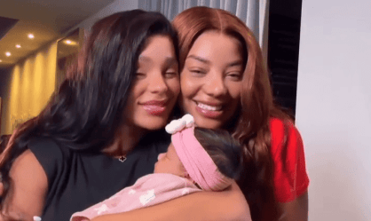 Ludmilla e Brunna Gonçalves mostram o rosto da filha pela 1ª vez; veja