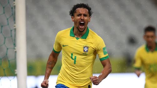 Marquinhos marcou o gol que abriu a goleada do Brasil sobre a Colômbia, em 9 de outubro de 2020, na Neo Química Arena