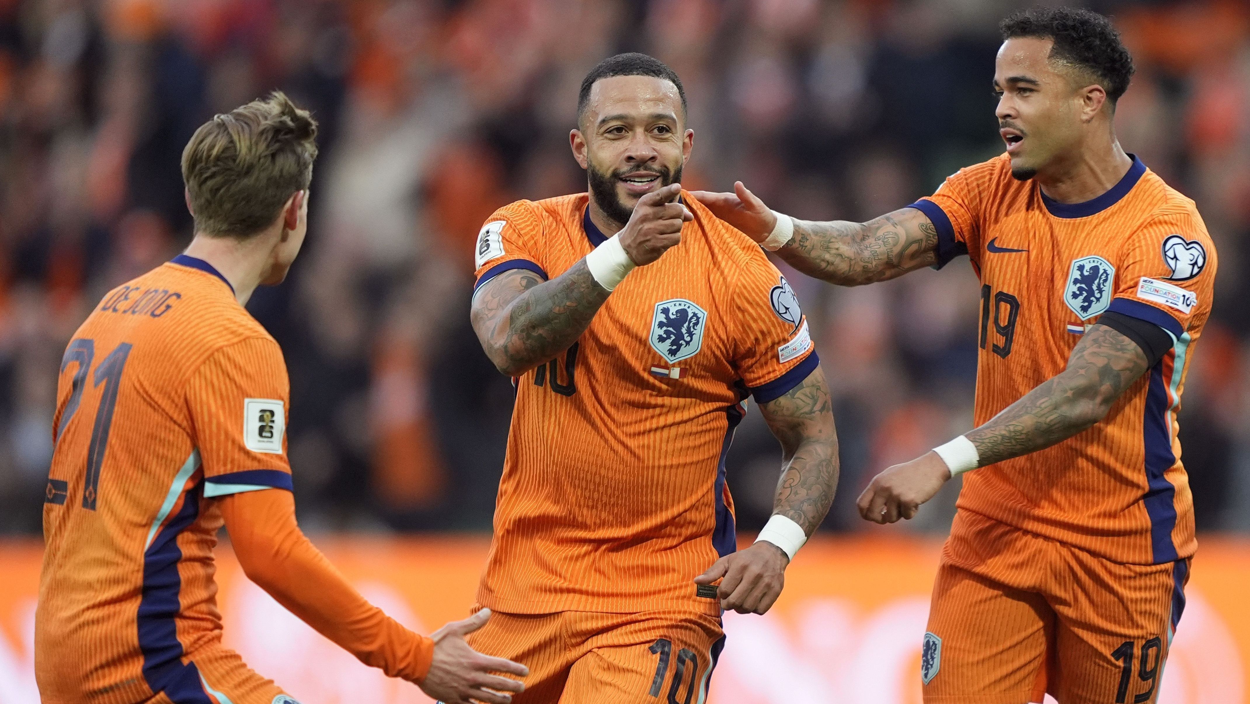 Memphis Depay, jogador do Corinthians atando pela seleção Holandesa