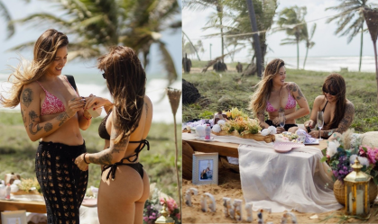 Lauana Prado e noiva mostram detalhes do pedido de casamento; veja