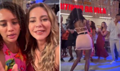 Paolla Oliveira e Taís Araújo nos bastidores de "Vale Tudo"