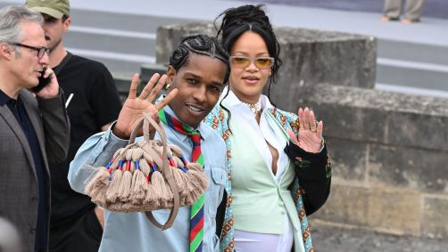 Rihanna e A$AP Rocky no desfile da Dior, em Paris