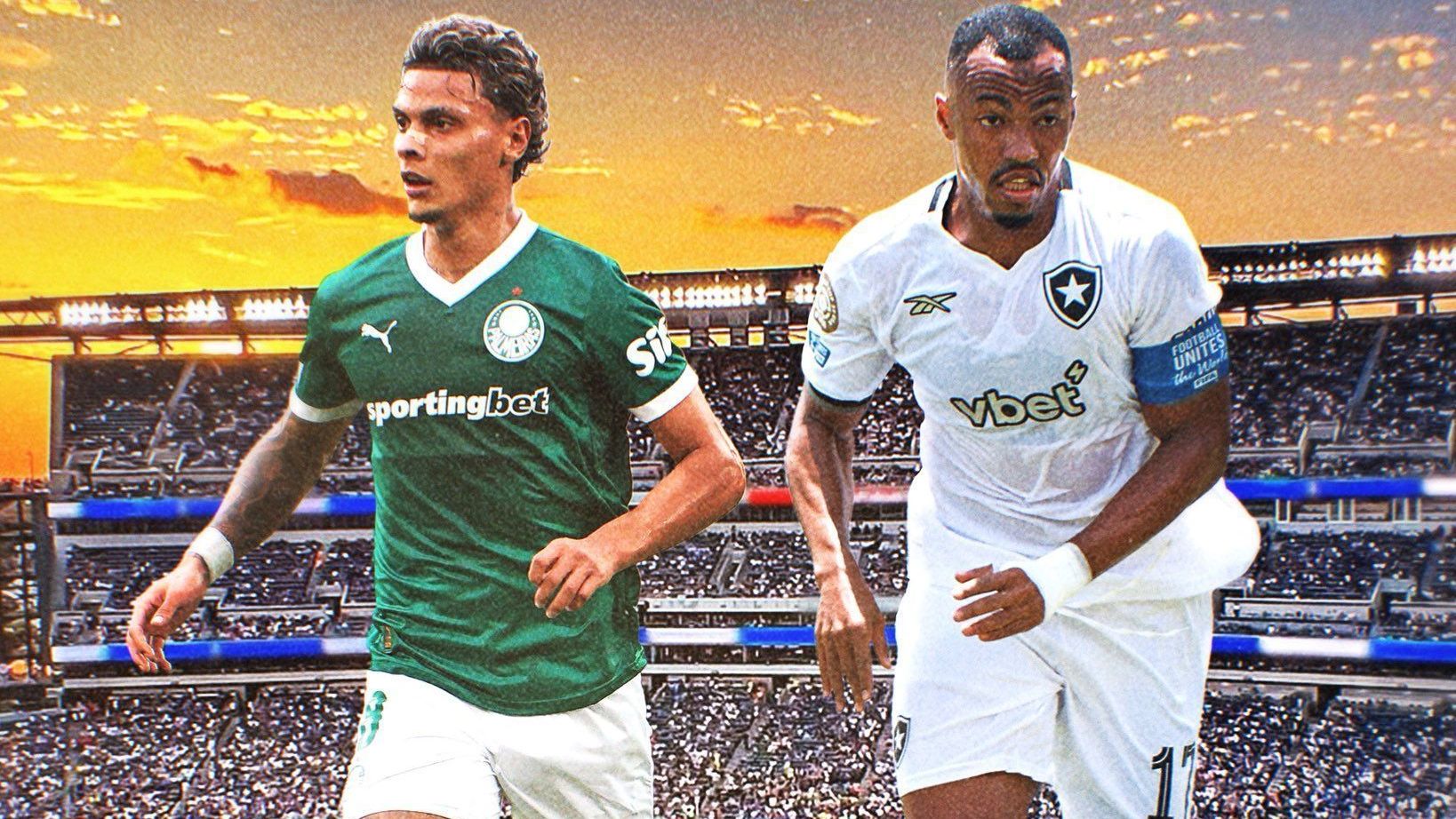 Arte com Richard Ríos, do Palmeiras, e Marlon Freitas, do Botafogo