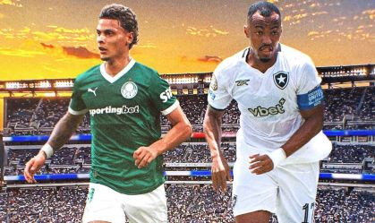 Arte com Richard Ríos, do Palmeiras, e Marlon Freitas, do Botafogo