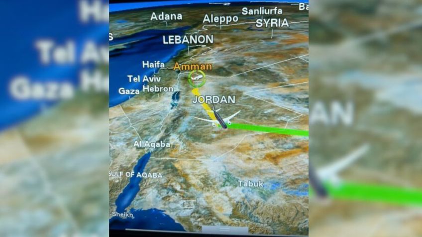 Rota que o avião do brasileiro que conseguiu sair de Israel, fez da Jordânia para o Catar. • Cortesia