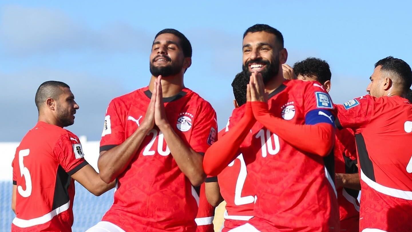 Salah comemora um dos gols de Egito contra Djibuti pelas Eliminatórias da Copa