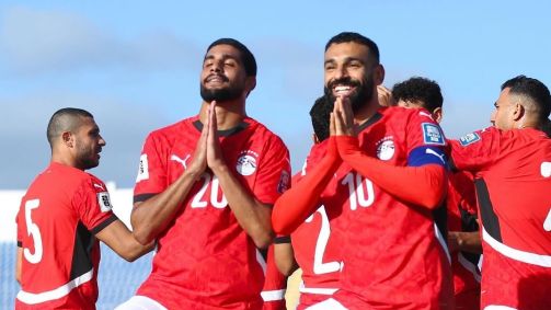 Salah comemora um dos gols de Egito contra Djibuti pelas Eliminatórias da Copa