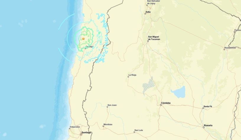 Tremor atingiu a cidade de Diego de Almagro, que fica na mesma região do Deserto do Atacama  • Reprodução/USGS