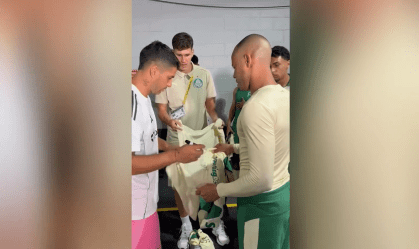 Jogadores do Palmeiras tietam Suárez, do Inter Miami