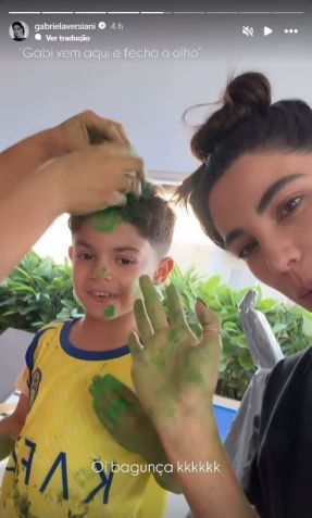 Gabriela Versiani e Léo, filho de Murilo Huff e Marília Mendonça • Instagram/Gabriela Versiani